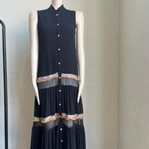 So Lito Sleeveless Boho Maxi‎ Dress – Button Front – Size XS  wd32